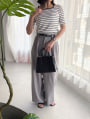 【接触冷感】スクエアネック配色リブニット