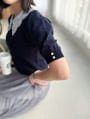 【接触冷感】衿レースビジューニット