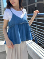 【2点セット】Tシャツ×デニムペプラムビスチェ