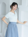 ニュアンスドレープサイドギャザー半袖トップス