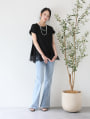 裾レースフレンチスリーブTシャツ