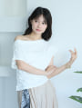 ドレープラインギャザーTシャツ