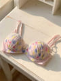 3/4CUP 花柄プリントシフォンノンワイヤーブラジャー