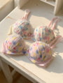 3/4CUP 花柄プリントシフォンノンワイヤーブラジャー