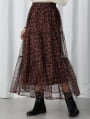 チュールプリントレオパードスカート