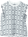 フラワー刺繍コットンブラウス