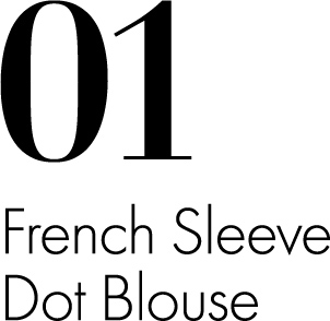 01 二段フリルカラーフレンチスリーブドットブラウス
