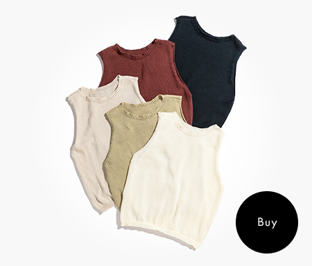 クルーネックノースリーブニット