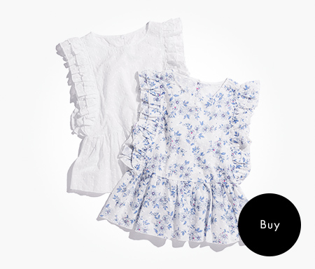 コットンレースフリルスリーブブラウス