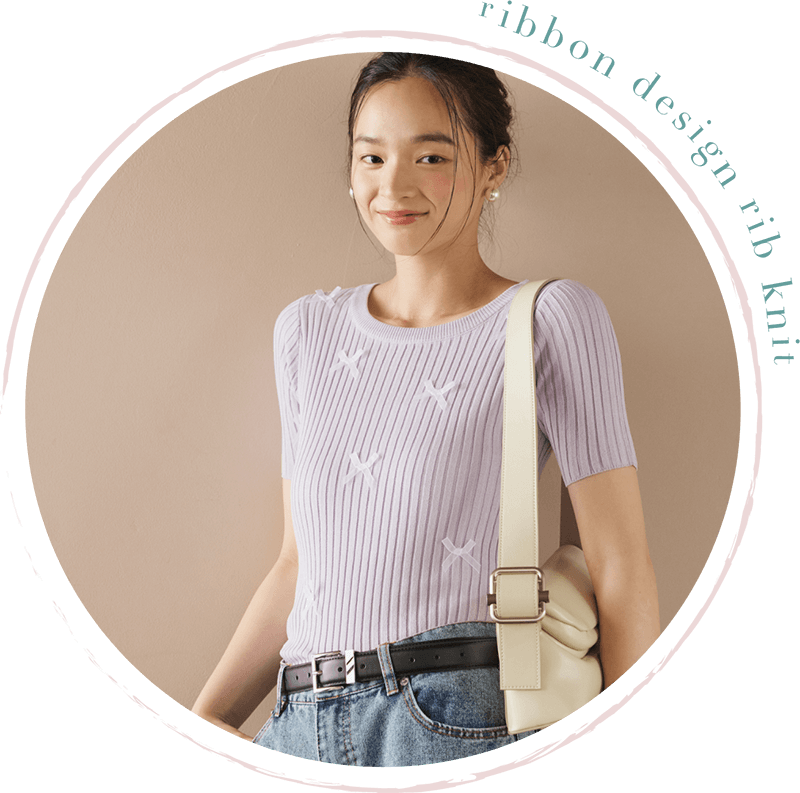 ribbon design rib knit