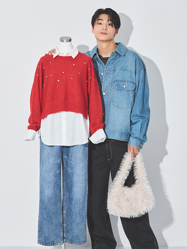 Styling01 ビジュー付ドルマンニット