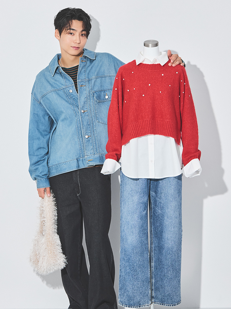 Styling01 ビジュー付ドルマンニット