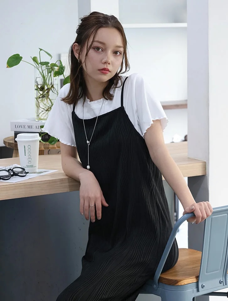 ウェーブジャガードキャミワンピース